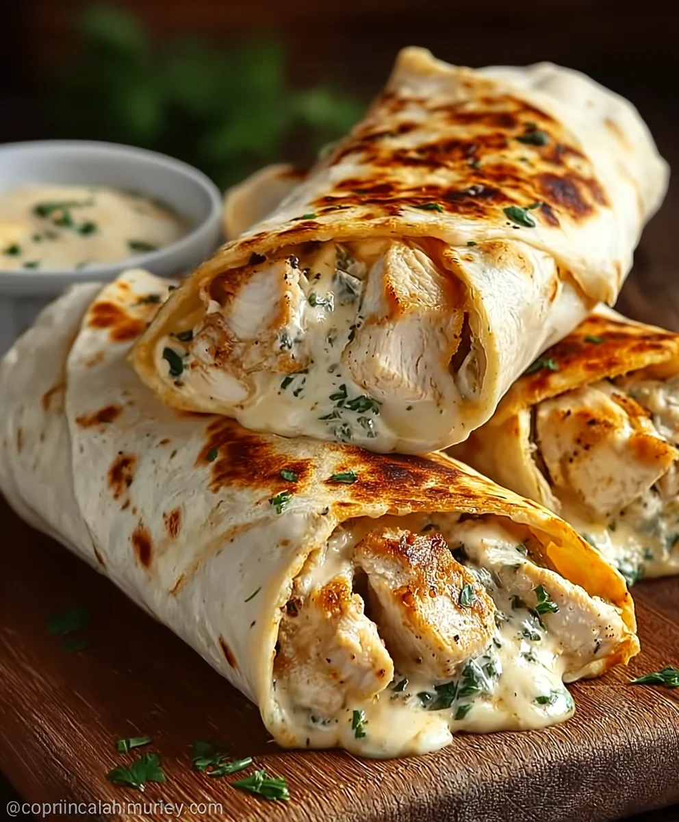 Cheesy Chicken Garlic Wraps - Easy & Delicious