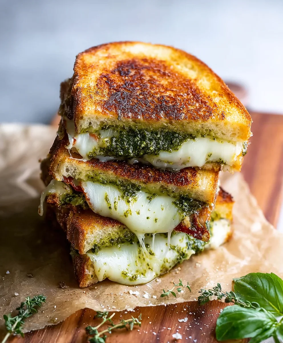 Sourdough Pesto Grilled Cheese - Gourmet Flavor