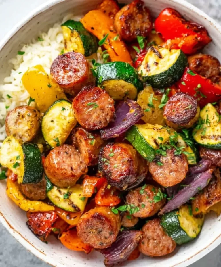 Quick Air Fryer Beef Sausage Veggies- Easy Meal