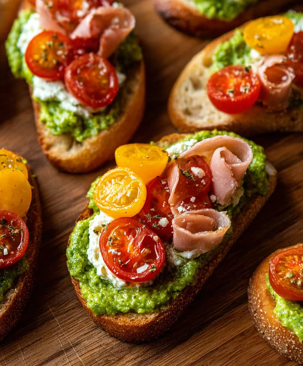 Tomato Crostini Pesto Ricotta Easy Appetizer