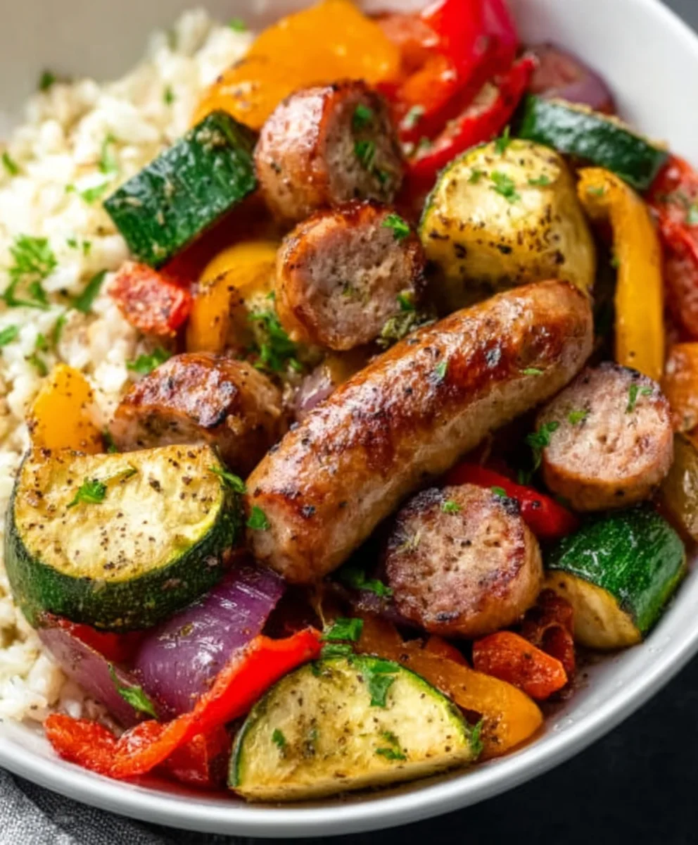 Quick Air Fryer Beef Sausage Veggies- Easy Meal