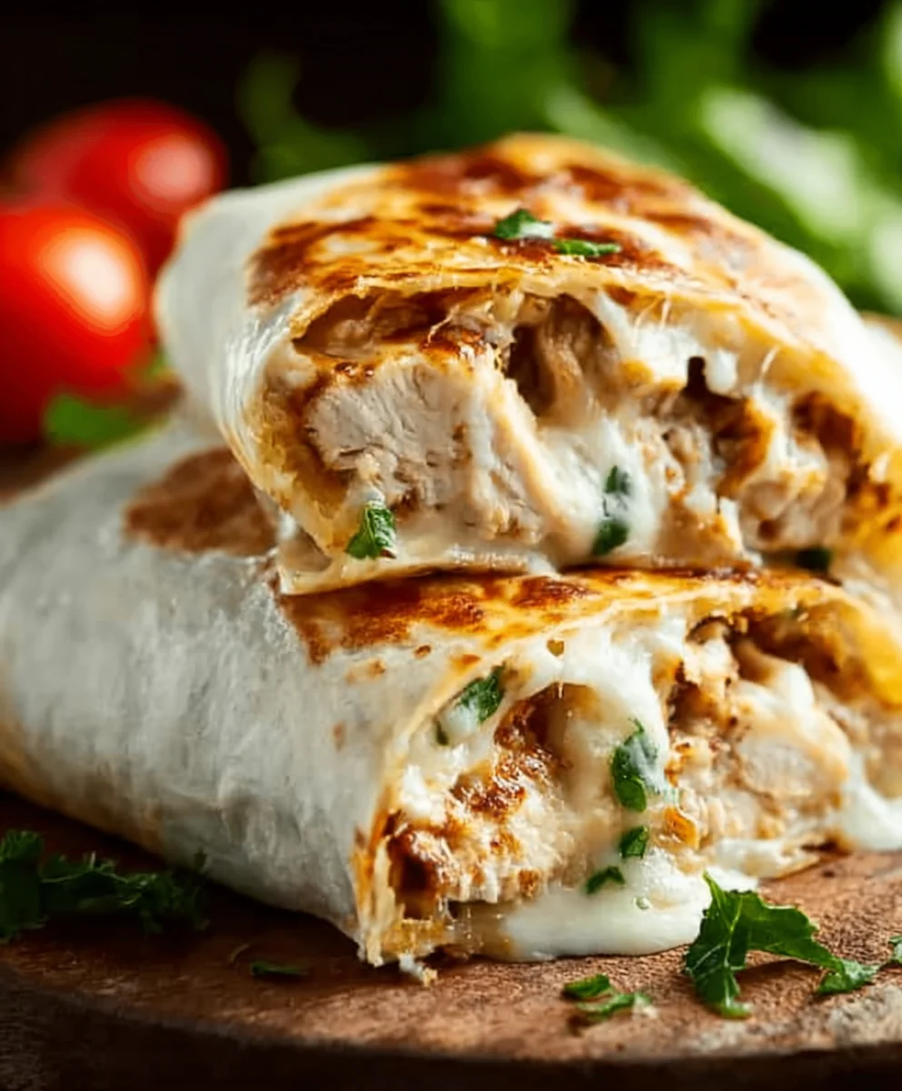 Cheesy Garlic Chicken Wraps - Easy & Delicious