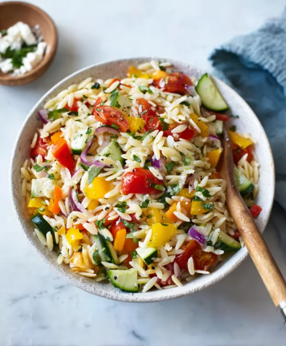 Colorful Rainbow Orzo Salad Recipe