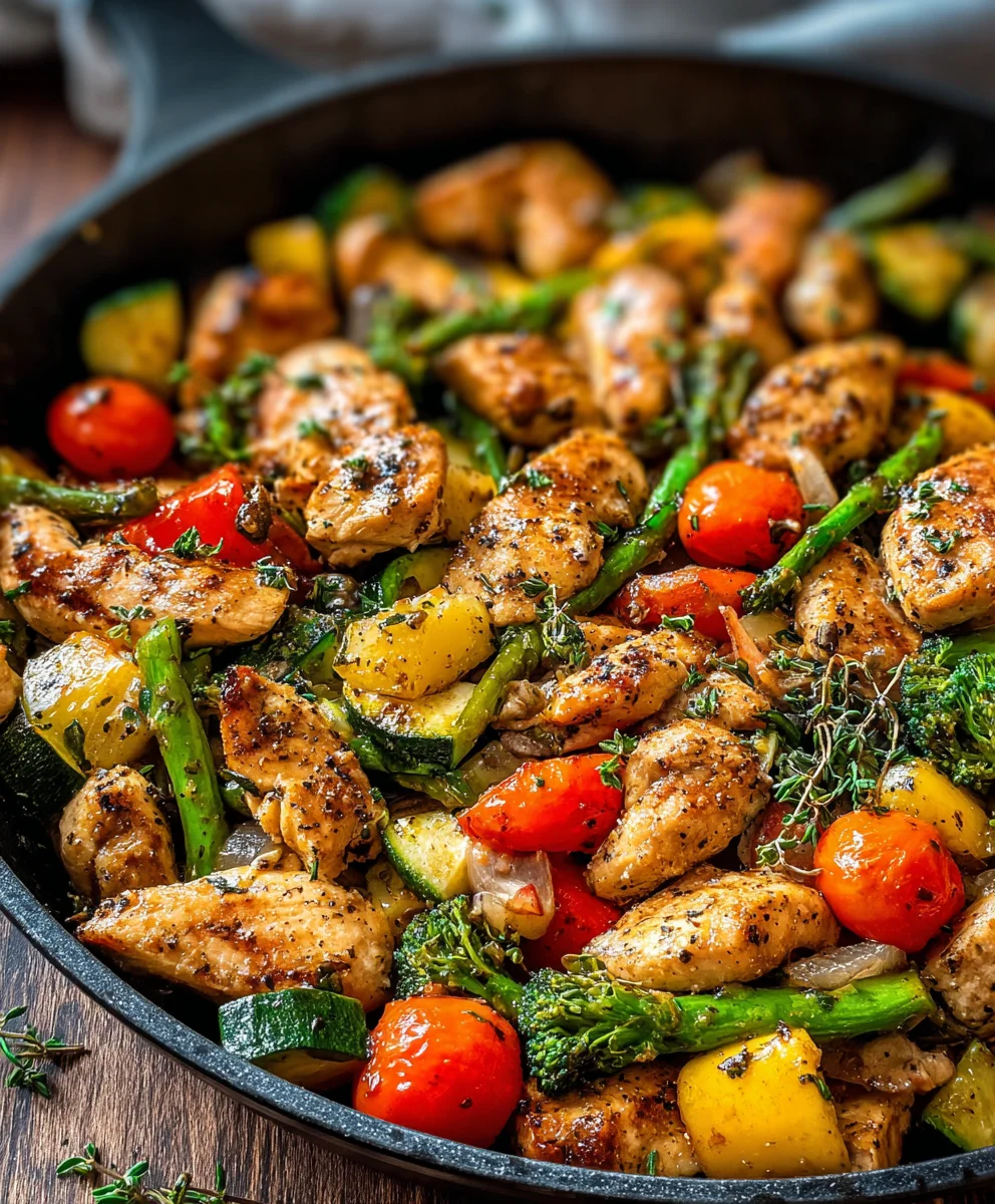 Healthy Chicken Vegetable Skillet-Easy Meal
