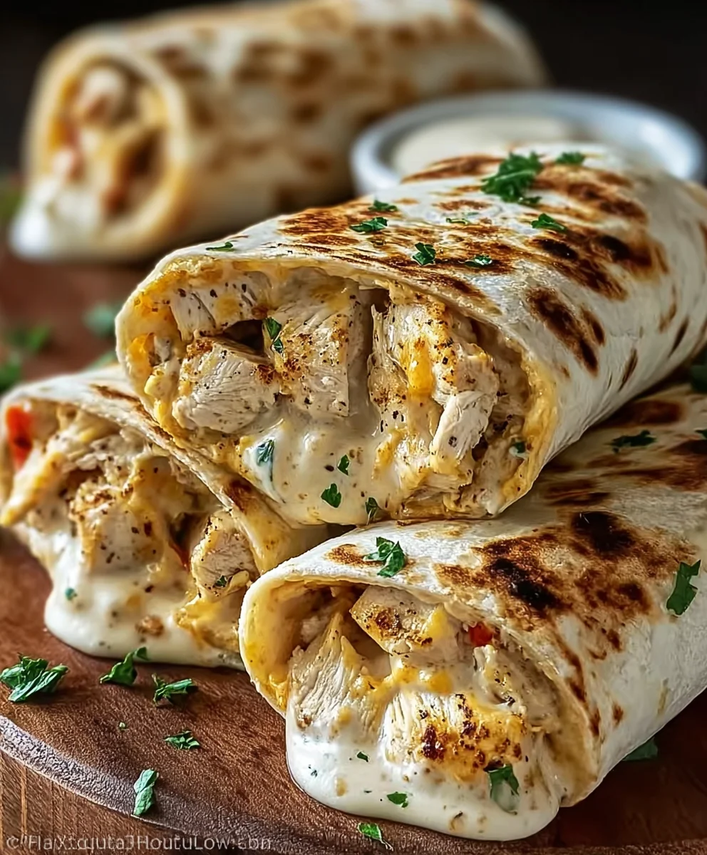 Cheesy Chicken Garlic Wraps - Easy & Delicious