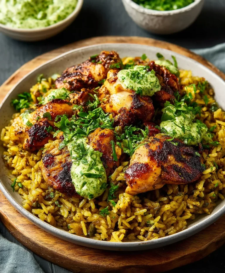 Peruvian Chicken Rice-Green Sauce-Flavorful Meal