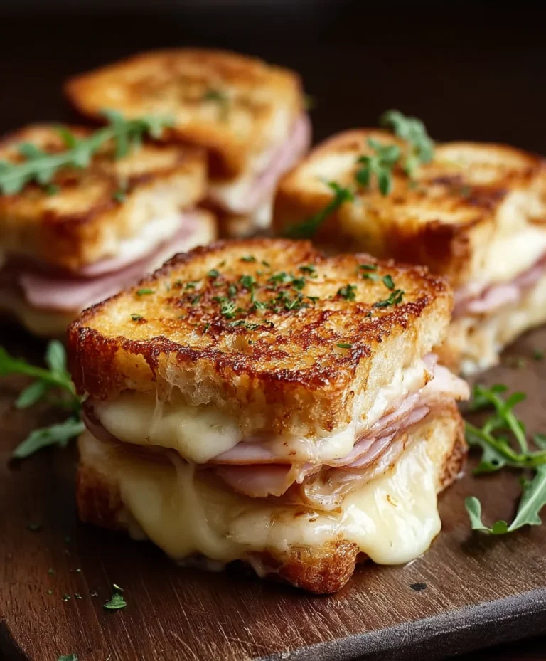 Mini Croque Monsieur Bites- Delicious Beef Beef Ham Cheese Sandwich