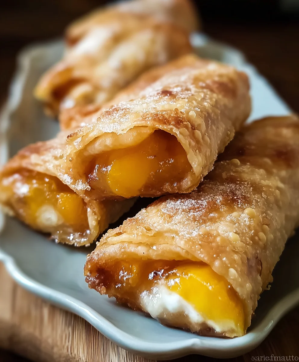 Peach Cobbler Egg Rolls-Sweet Dessert Wrap Treat