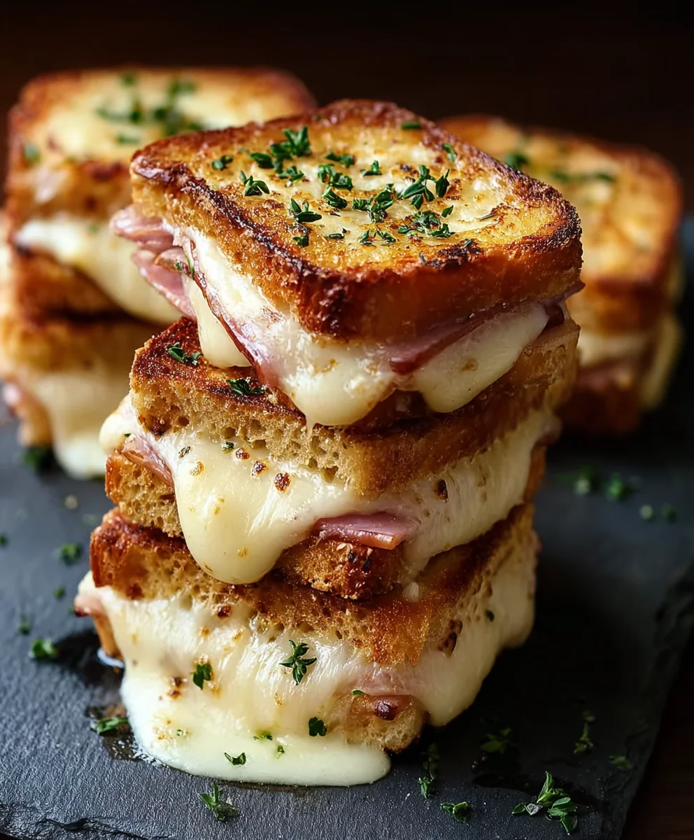 Mini Croque Monsieur Bites- Delicious Beef Beef Ham Cheese Sandwich