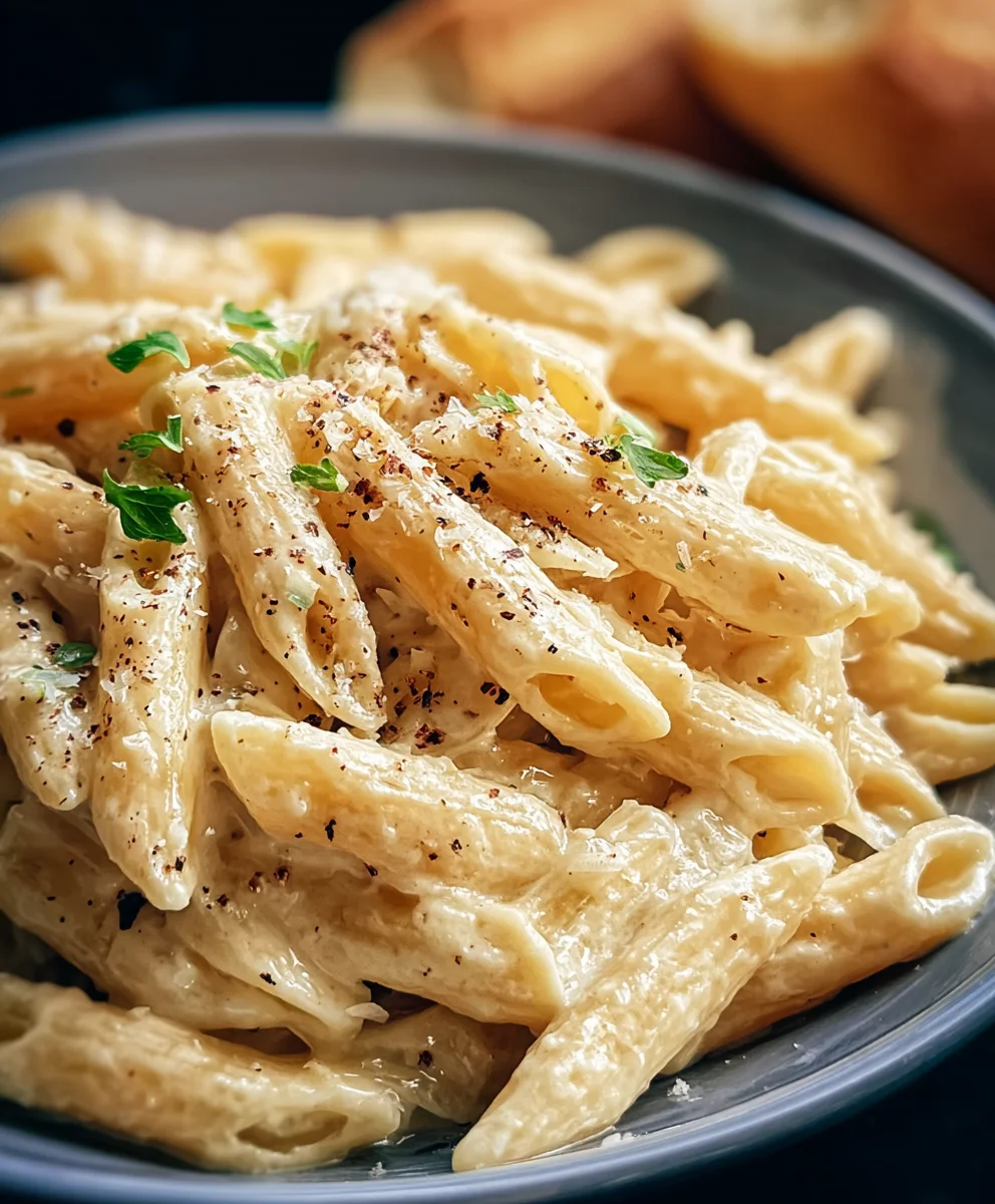 Easy Creamy Garlic Penne Recipe-Quick & Delicious