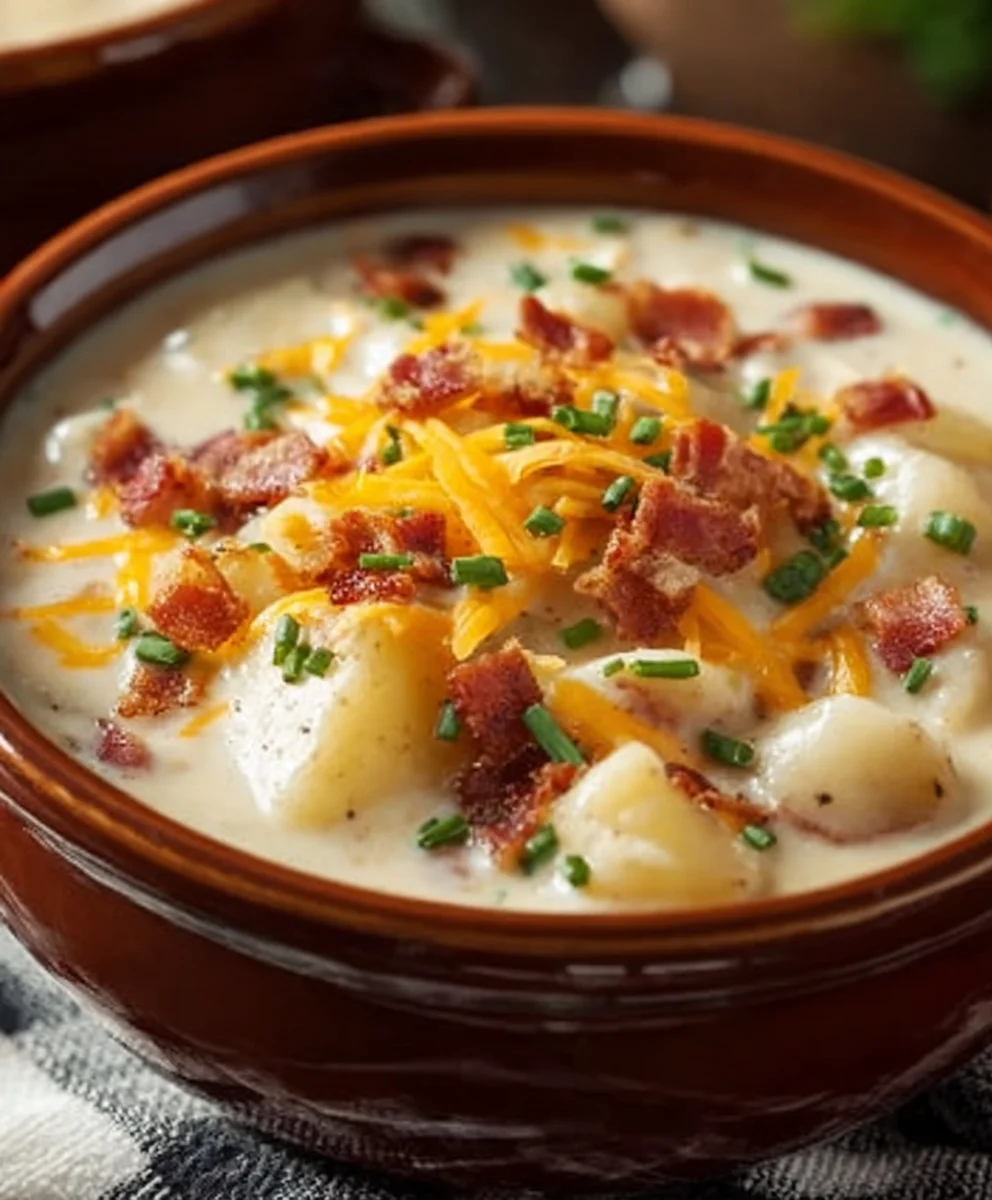 Slow Cooker Beef-Beef Bacon Potato Soup-Easy & Delicious