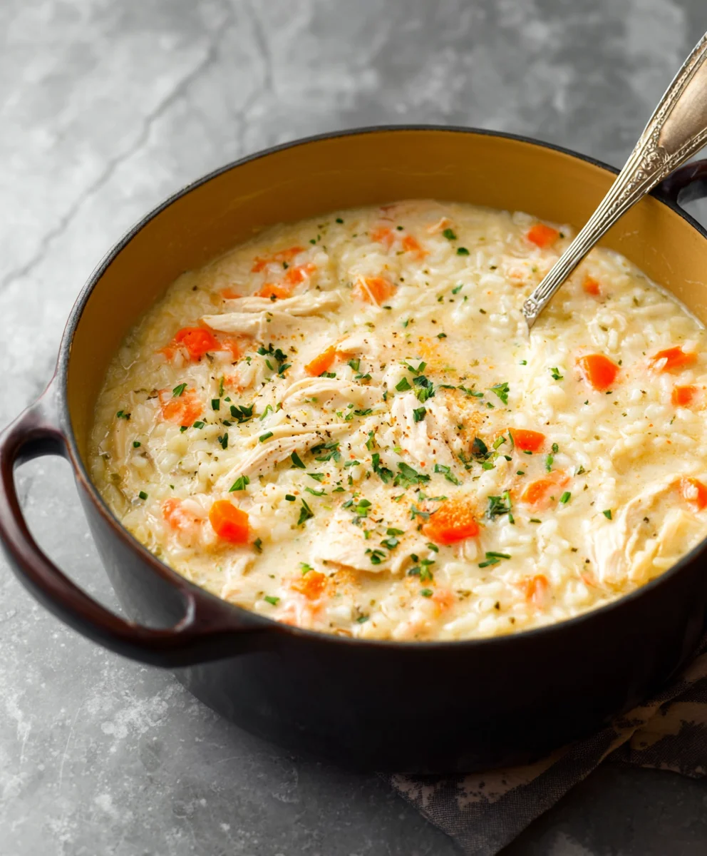 Creamy Chicken and Rice Soup-Comforting & Easy Recipe