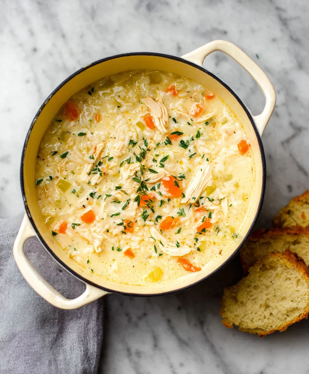 Creamy Chicken and Rice Soup-Comforting & Easy Recipe