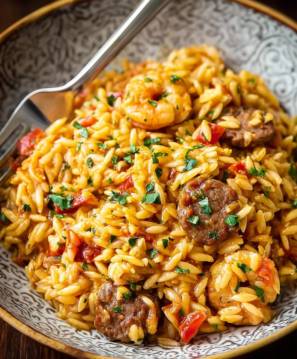 Spicy Cajun Orzo Recipe- Easy Beef Flavor