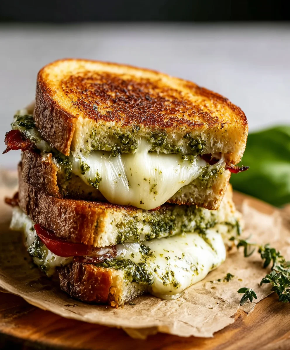 Pesto Grilled Cheese - Delicious Herbaceous Melt