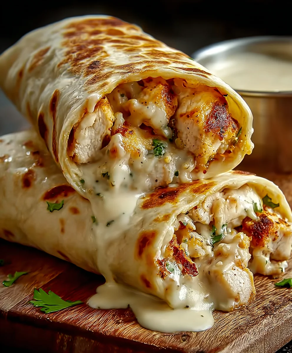 Cheesy Garlic Chicken Wraps Easy Dinner Recipe
