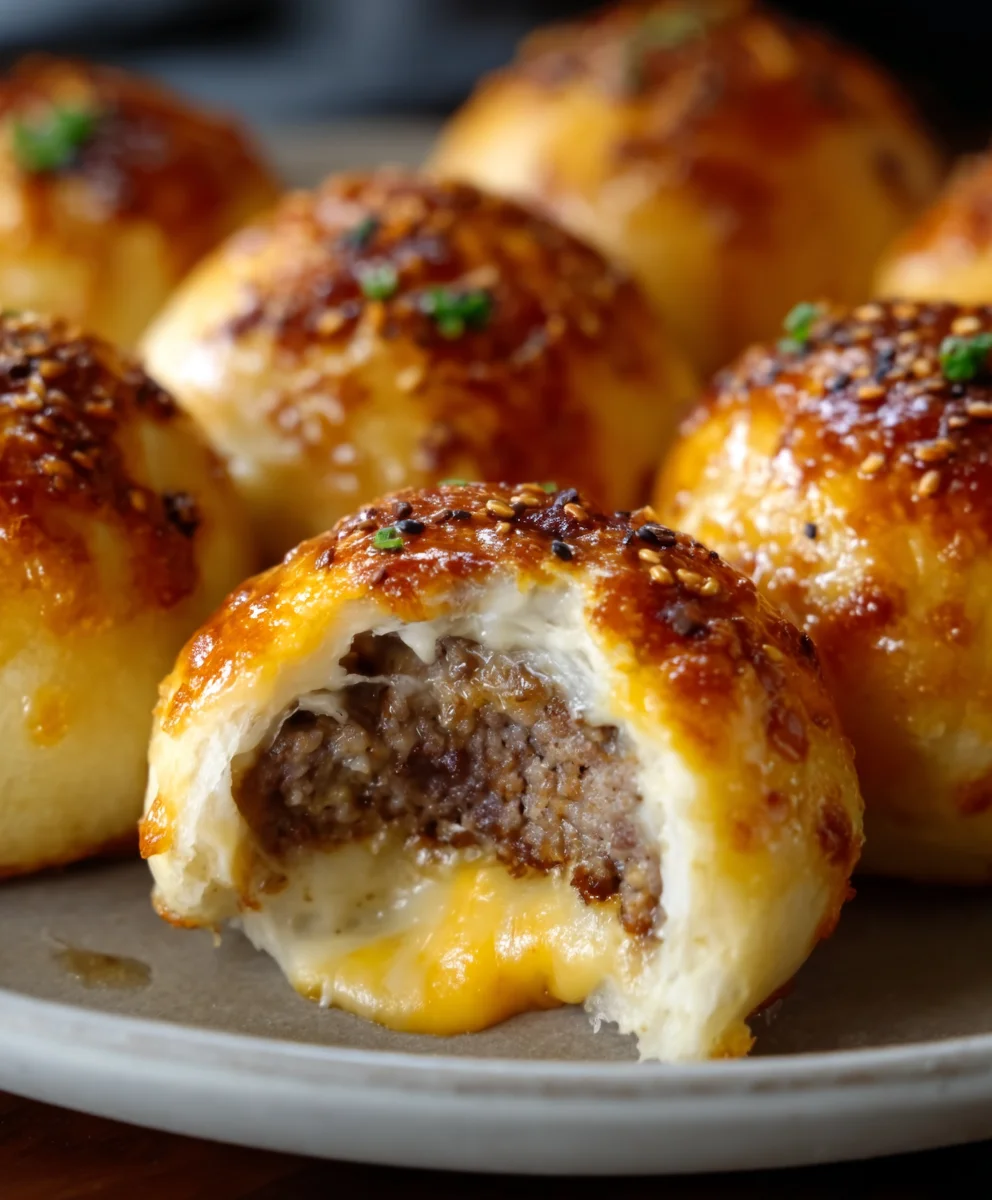 Garlic Parmesan Cheeseburger Bombs Appetizer