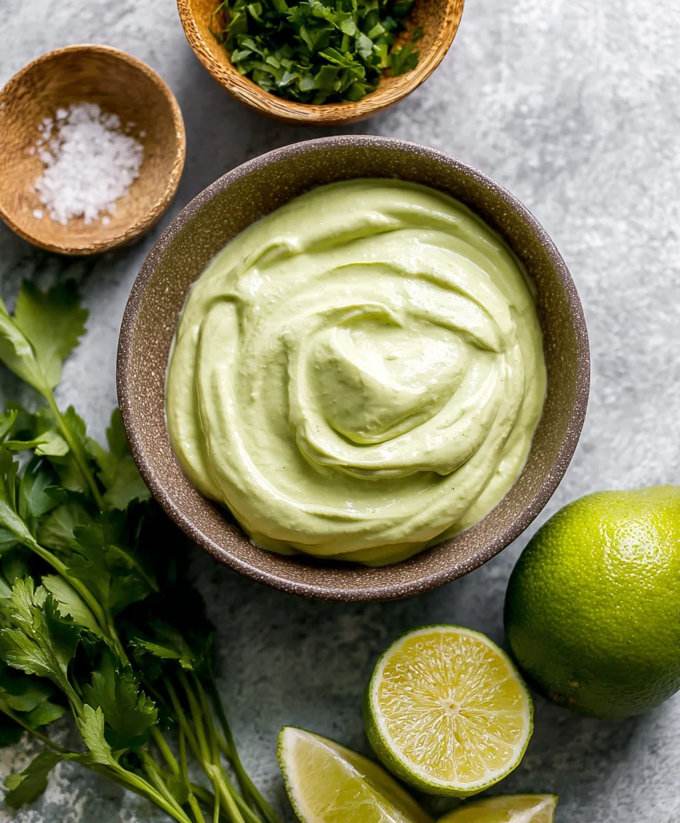 Creamy Avocado Crema Recipe- Tacos Salads & More