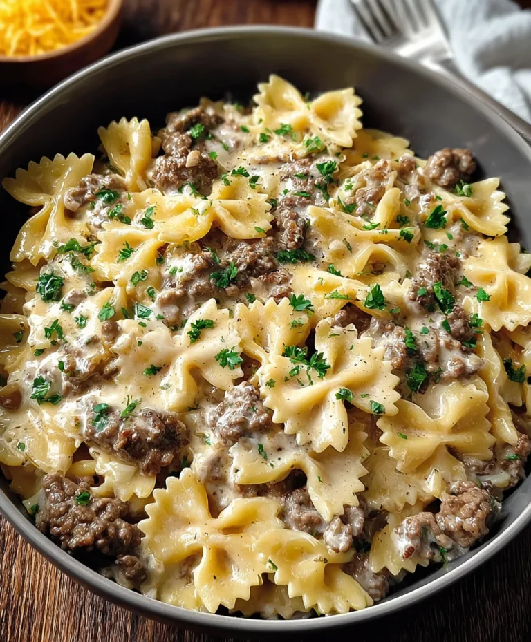 Easy Beef Bowtie Pasta Alfredo Recipe