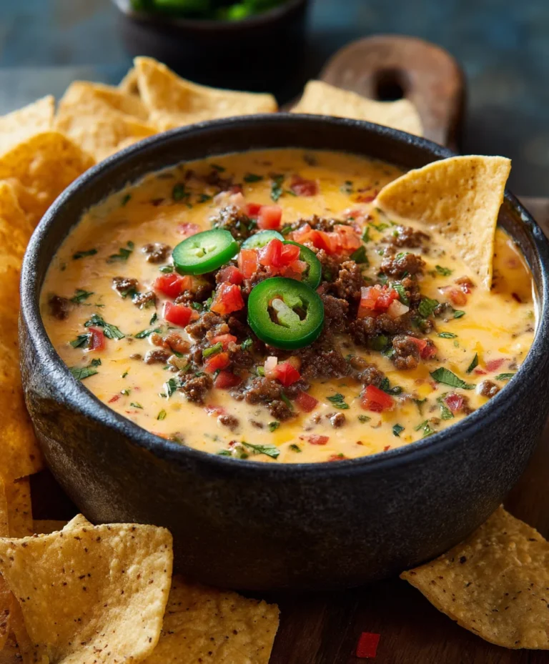 Easy Cowboy Queso- Best Beef Dip Recipe