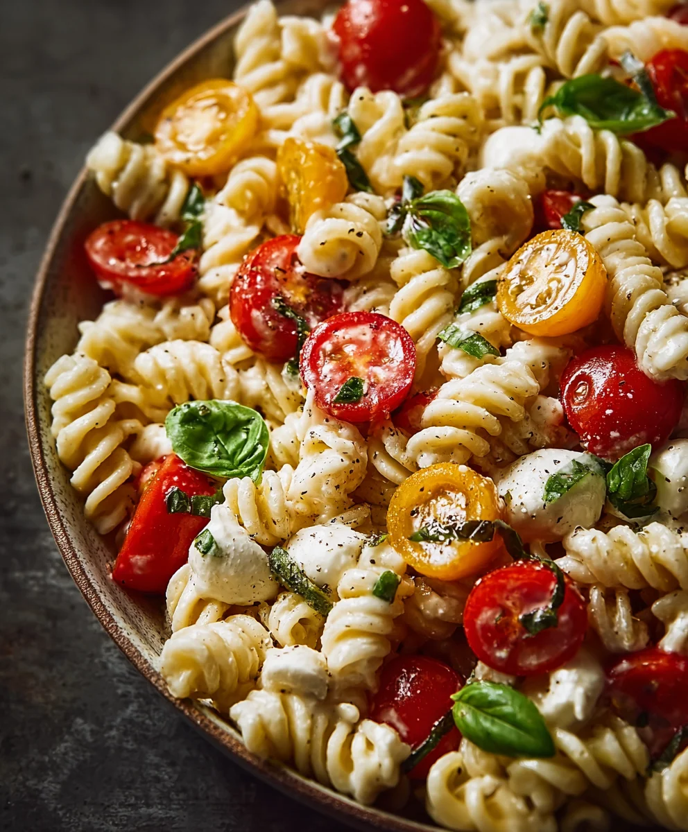 Creamy Caprese Pasta Salad- Easy & Delicious Recipe