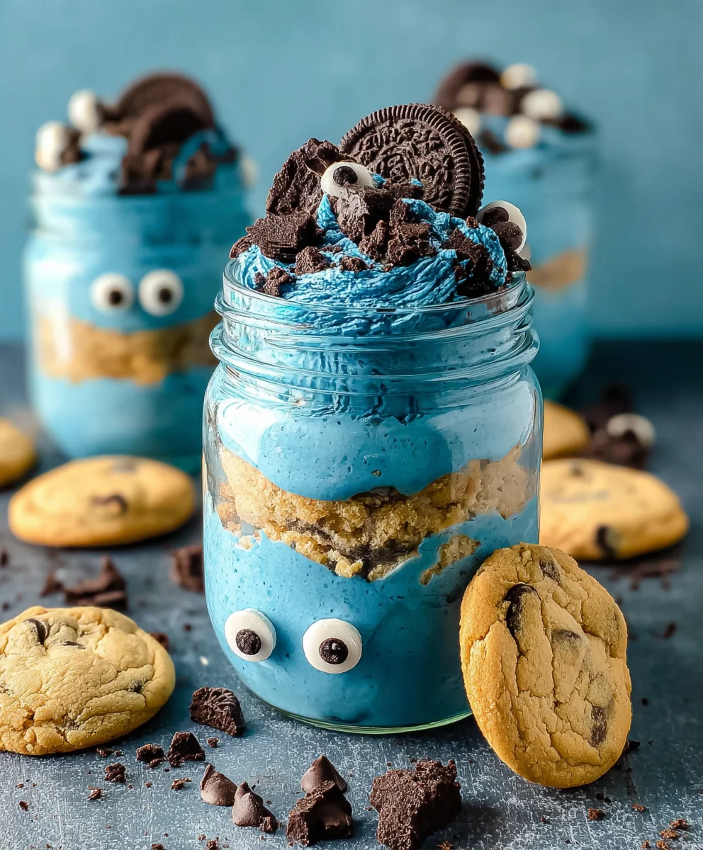 Cookie Monster Cake Jars-Fun Treat
