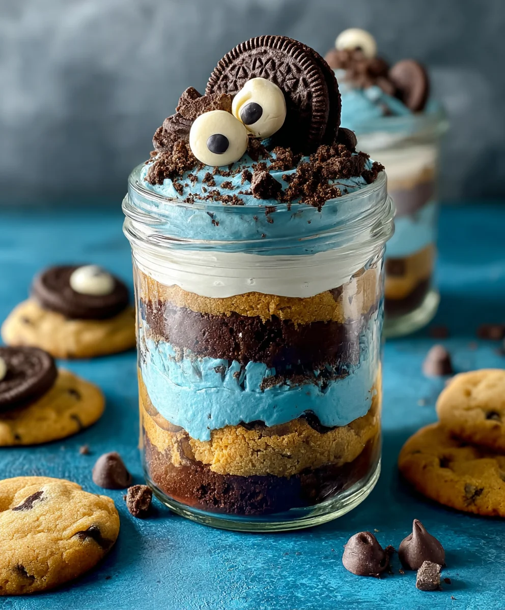 Cookie Monster Cake Jars-Fun Treat