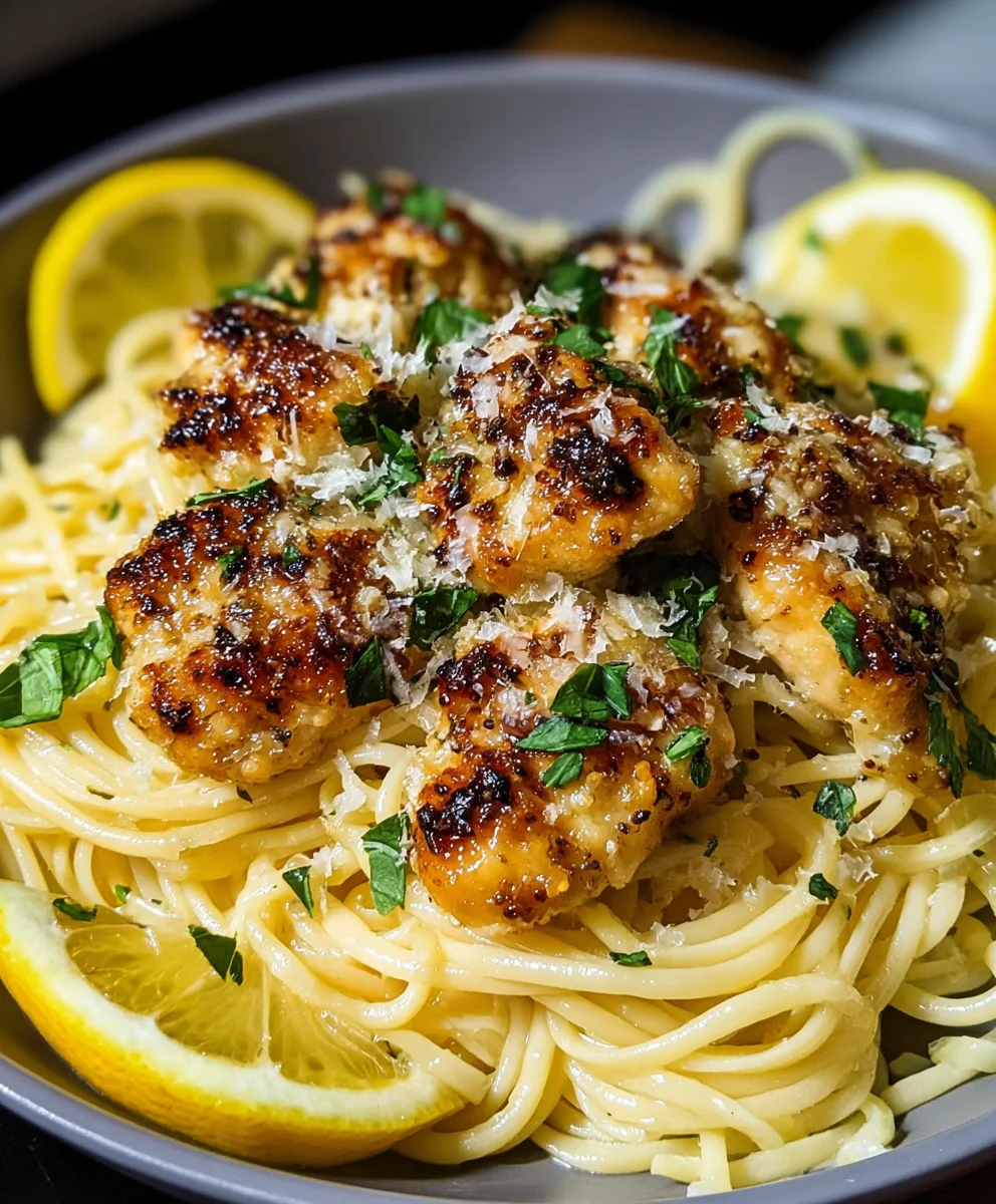 Lemon Garlic Butter Chicken Parmesan Linguine