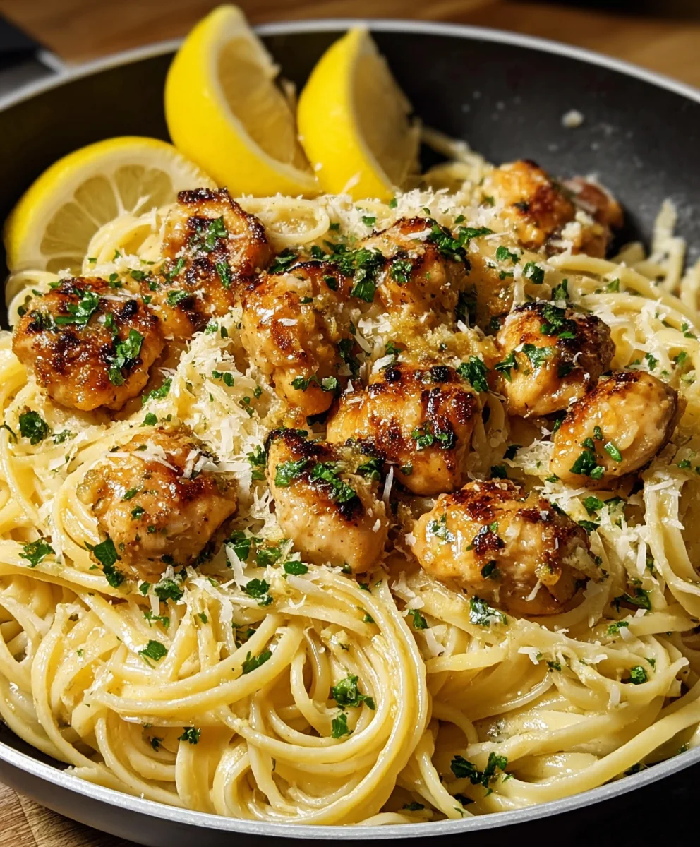 Lemon Chicken Parmesan Linguine - Easy & Delicious