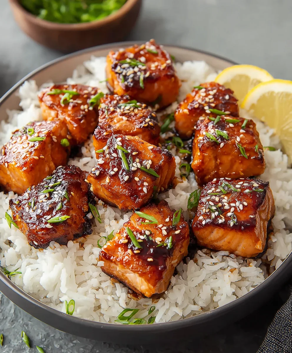 Quick Honey Garlic Salmon Bites-Easy Recipe