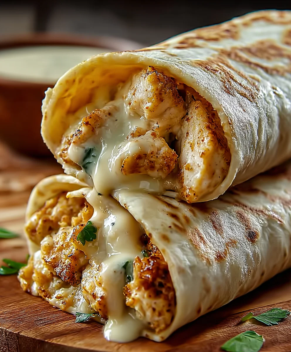 Cheesy Garlic Chicken Wraps Easy Dinner Recipe