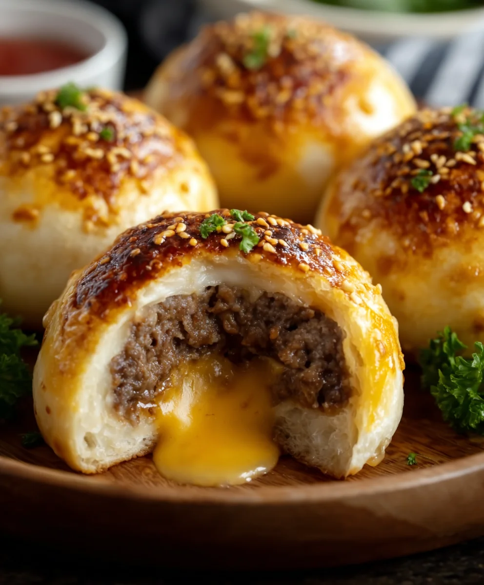 Garlic Parmesan Cheeseburger Bombs Appetizer