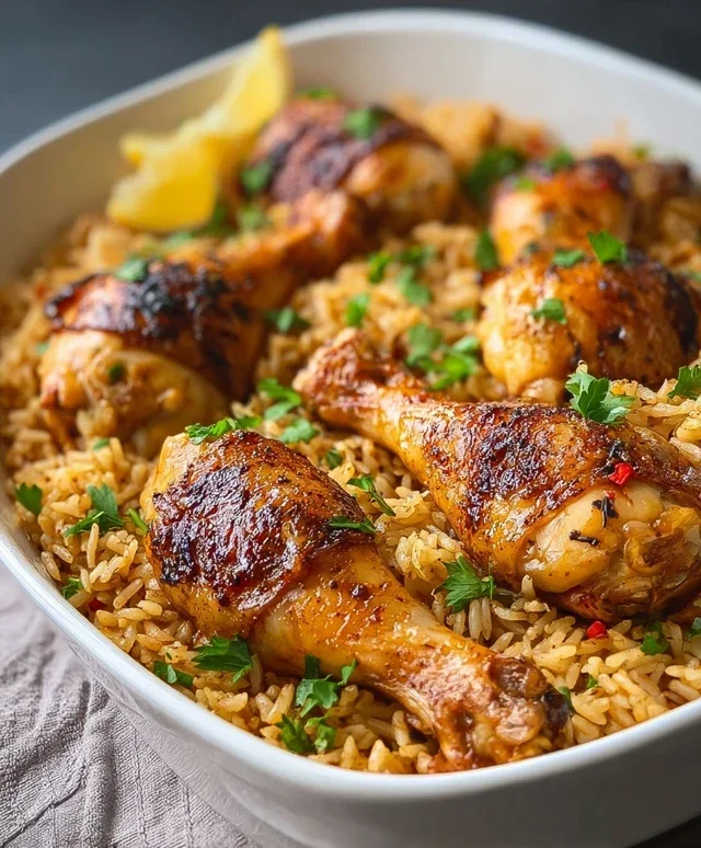 Baked Chicken Legs and Rice
