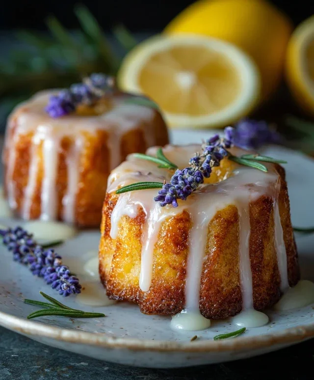 Mini Lemon Cakes With Lavender Glaze