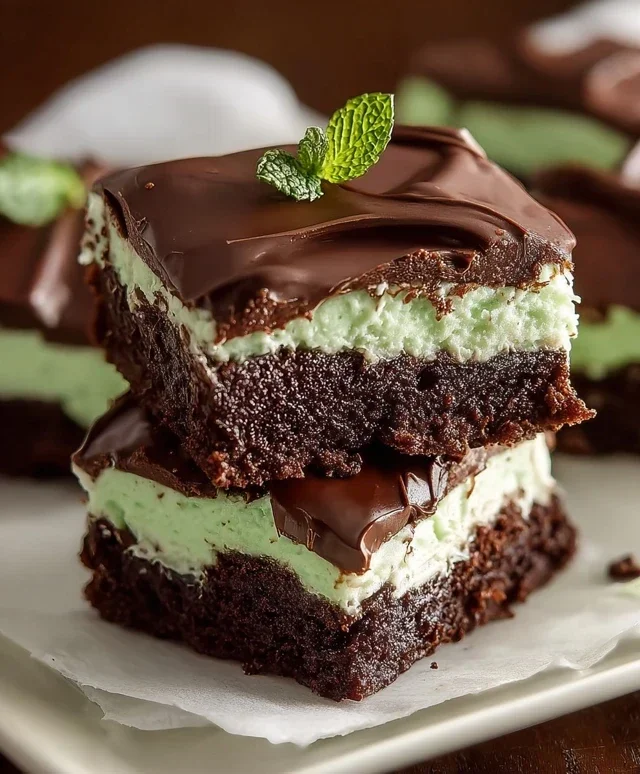 Triple-layer chocolate mint squares
