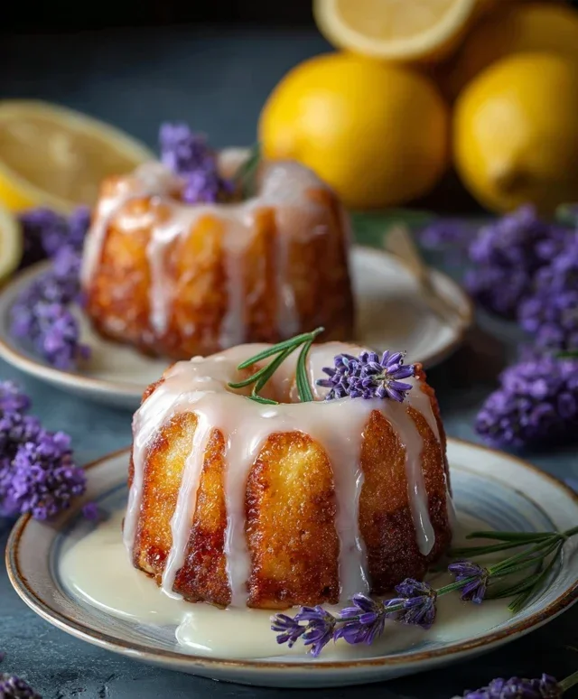 Mini Lemon Cakes With Lavender Glaze
