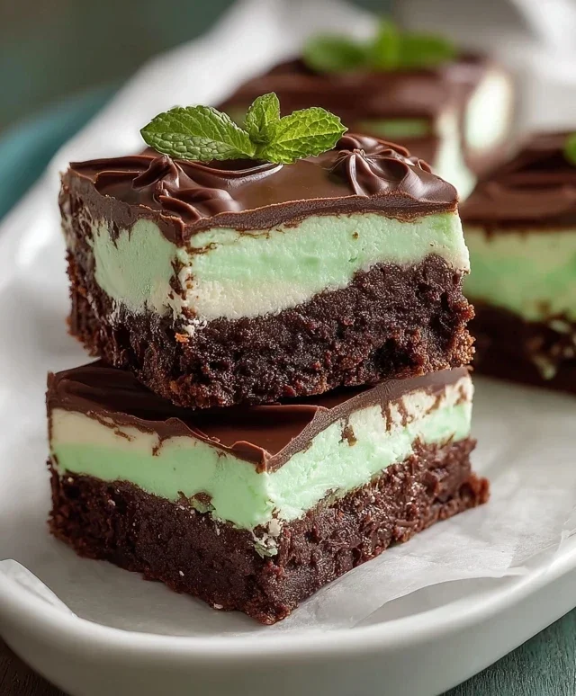Triple-layer chocolate mint squares