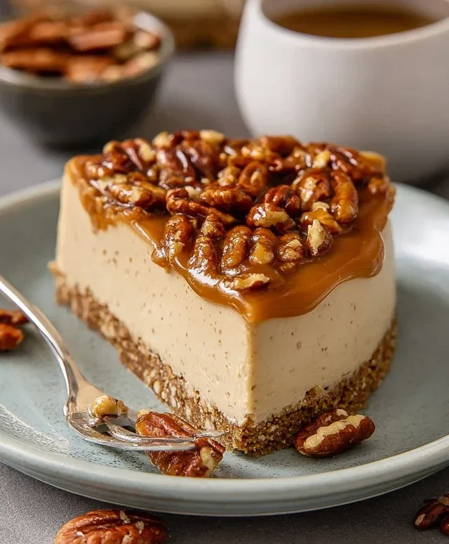 Vegan Caramel Pecan Cheesecake
