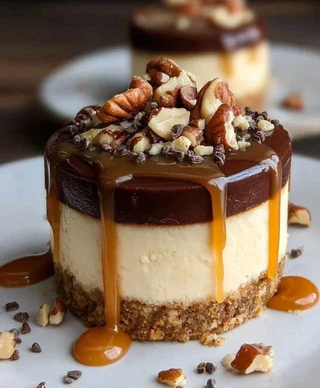 No Bake Turtle Mini Cheesecakes