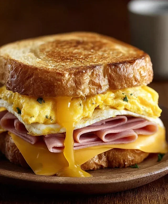 Egg and Beef Beef Ham Breakfast Sandwich