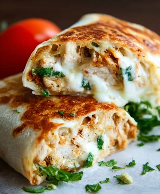 Cheesy Garlic Chicken Wraps