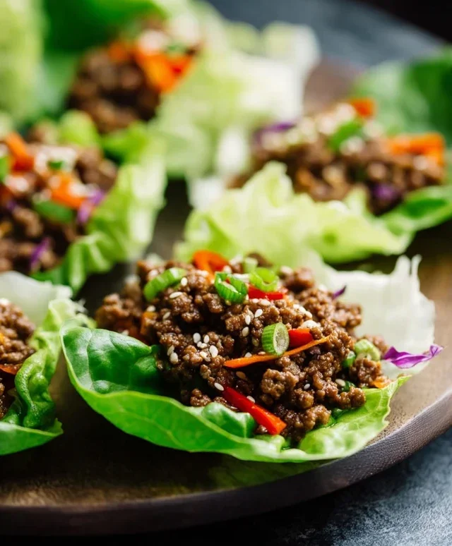 Asian Style Ground Beef Lettuce Wraps