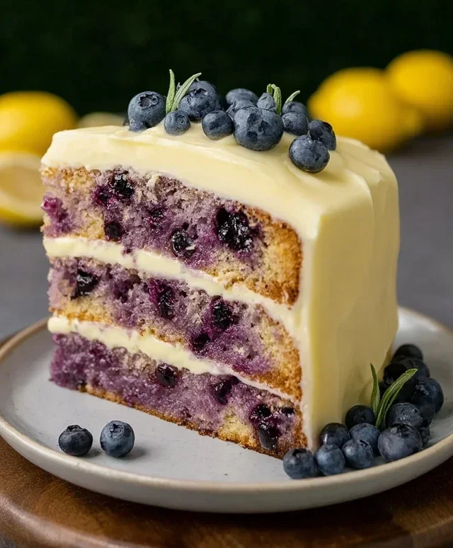 Blueberry Cake with Lemon Cream Cheese Frosting
