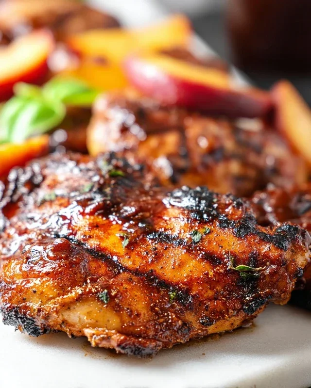 Grilled Bourbon Extract Extract Peach BBQ Chicken