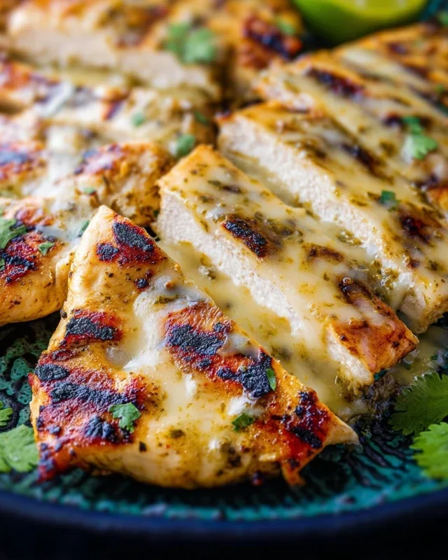 Grilled Salsa Verde Pepper Jack Chicken