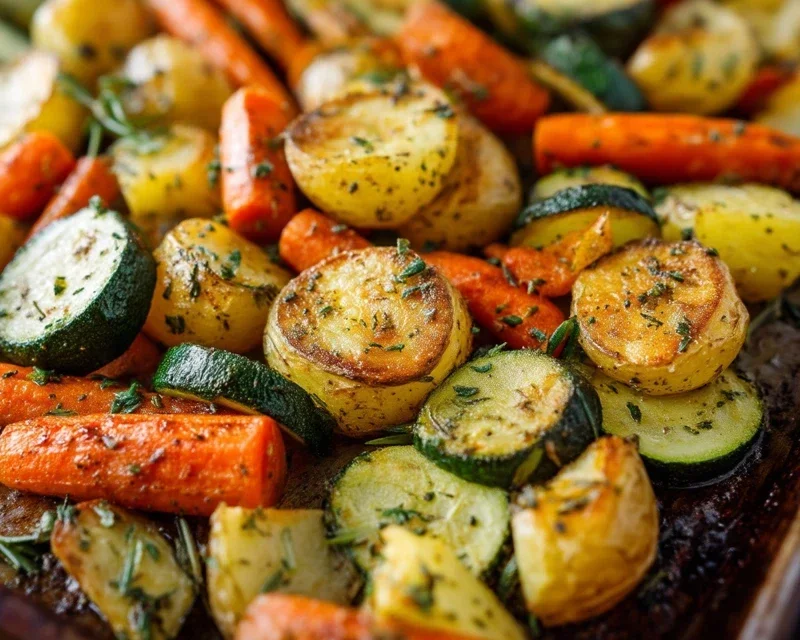 Garlic Herb Roasted Potatoes Carrots and Zucchini