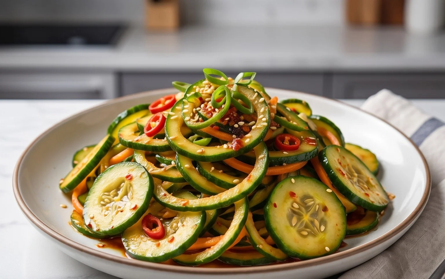 Spiral Cucumber Salad: Korean-Inspired Recipe