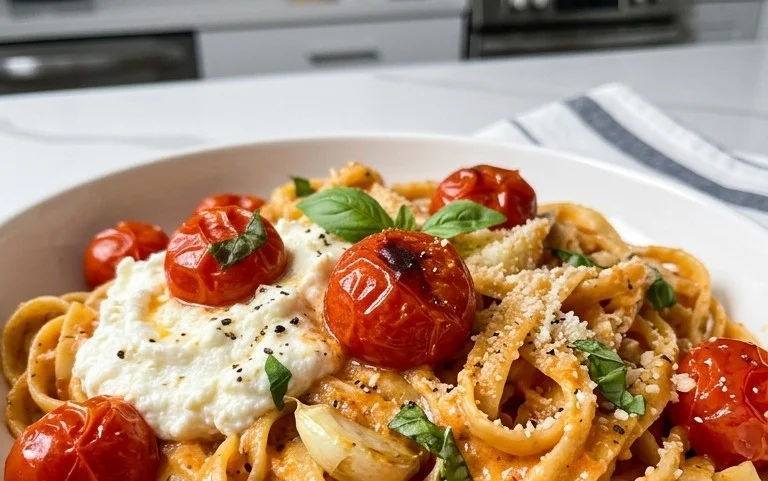 Roasted Tomato and Garlic Ricotta Pasta