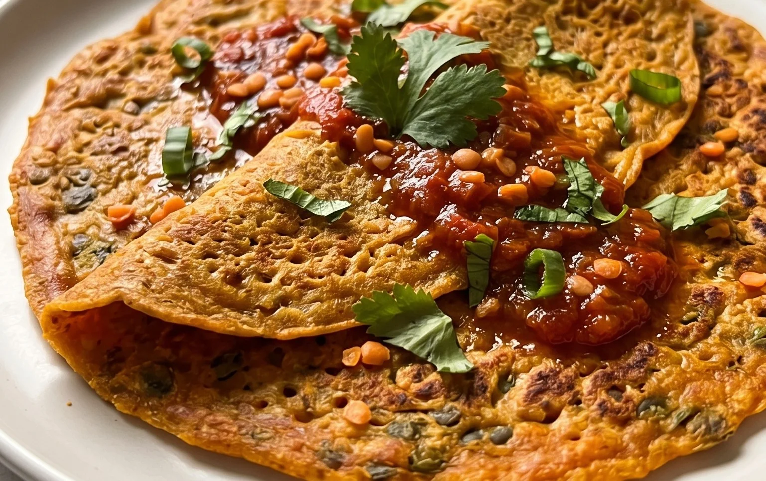 Masoor Dal Chilla | Savory Red Lentil Pancakes