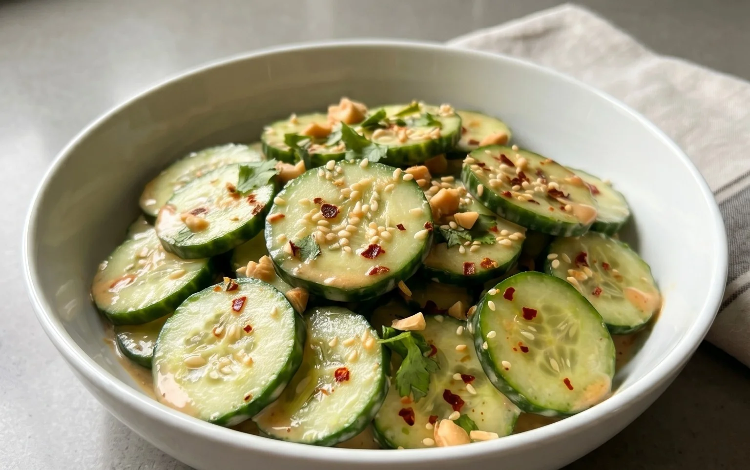 Creamy Asian Cucumber Salad Bowl